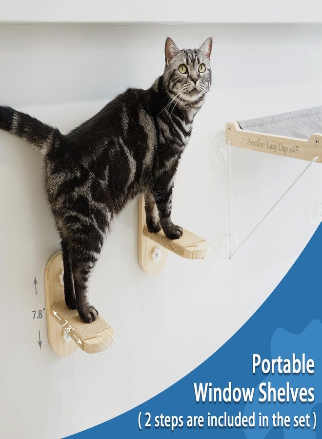 PETKARAY Cat Window Perch, Foldable Cat Hammock for Window, Stable Window Shelves for Indoor Cats, Set Includes 2 Pack of Window Stairs - Image 5